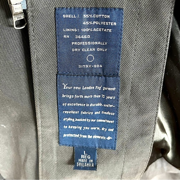 LONDON FOG Men’s Waterproof Water Repellent Removable Zip Lining Grey Green L - Picture 10 of 10